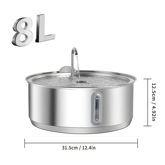 Stainless Steel Water Fountain With Filter For Cats And Dogs