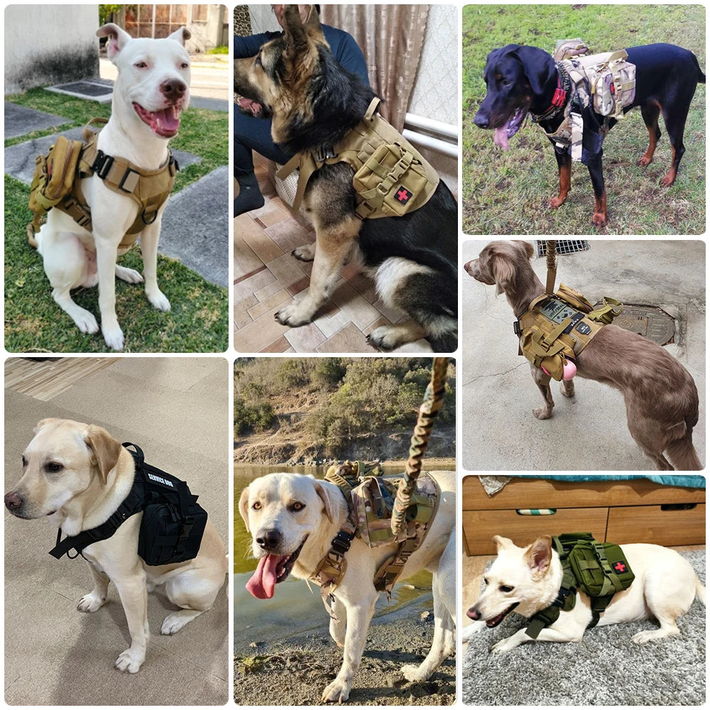 Pettravel Tactical Dog Harness Leash Set With Quick Release Handle