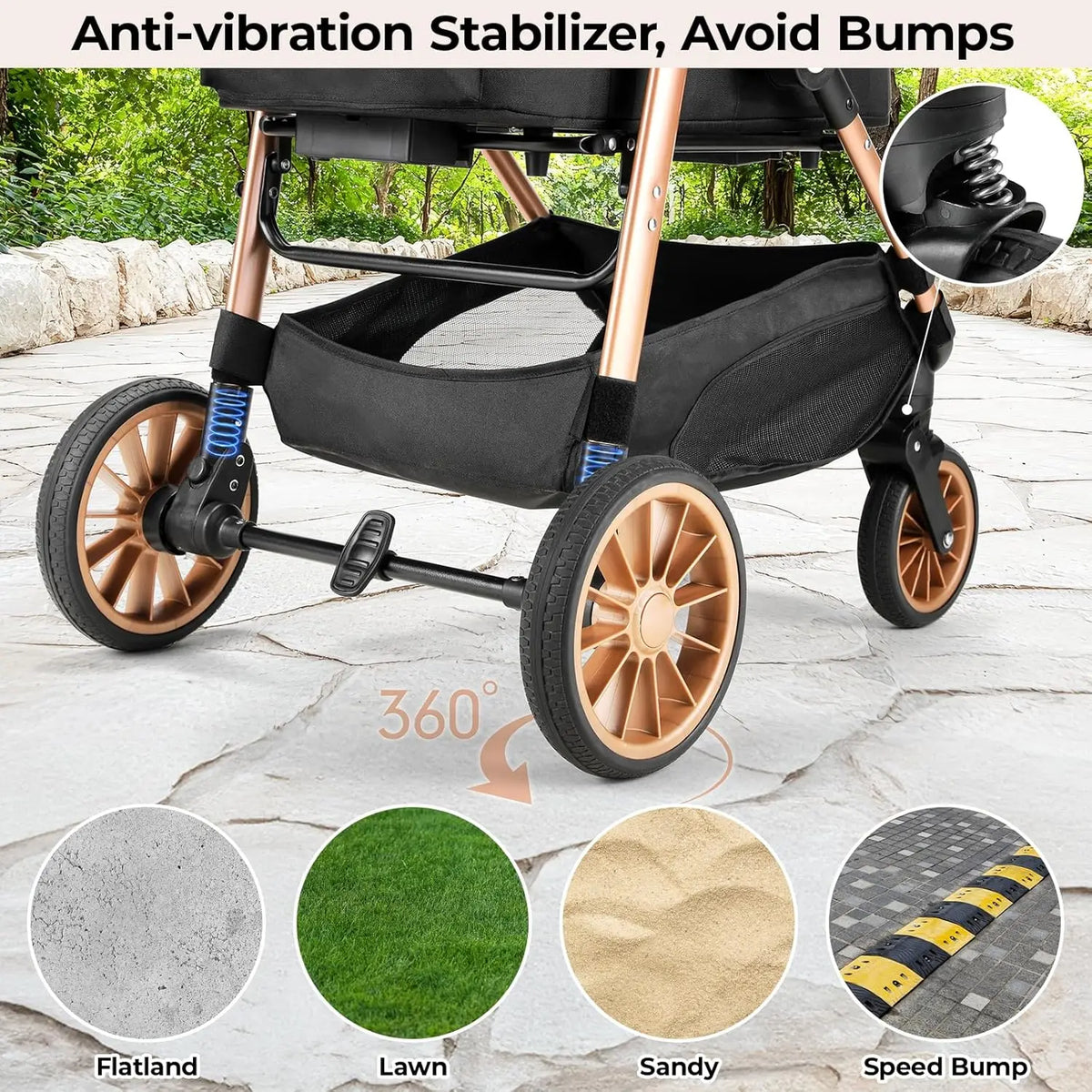 Foldable Three In One Pet Stroller With Carrier Storage Basket