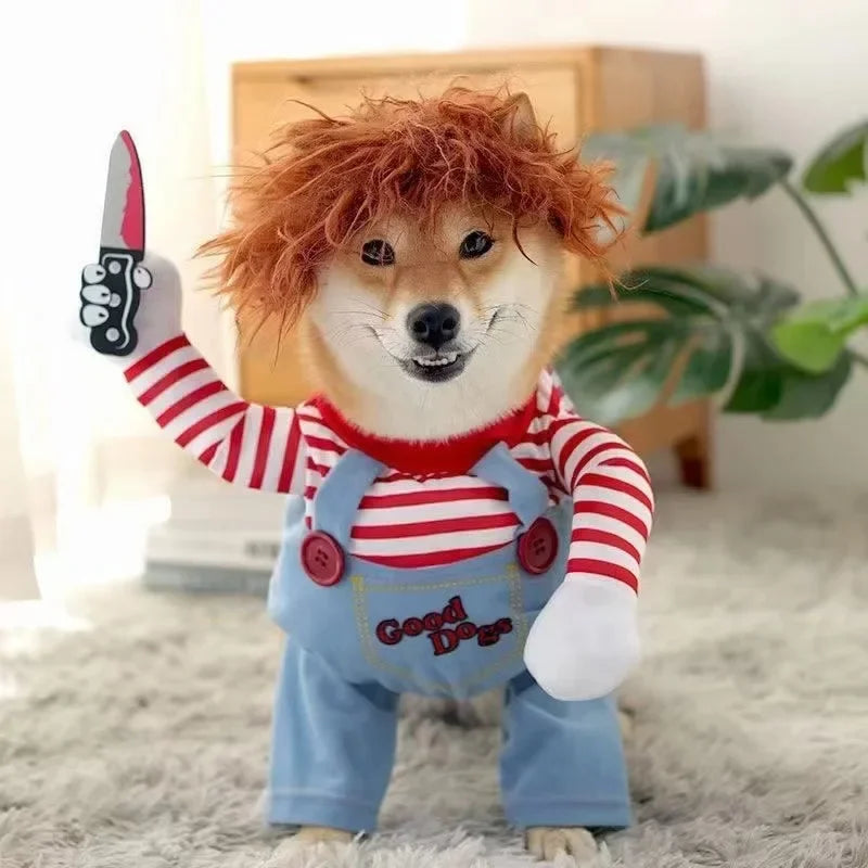 Halloween Chucky Costume for Dogs and Cats 3D Cosplay Outfit