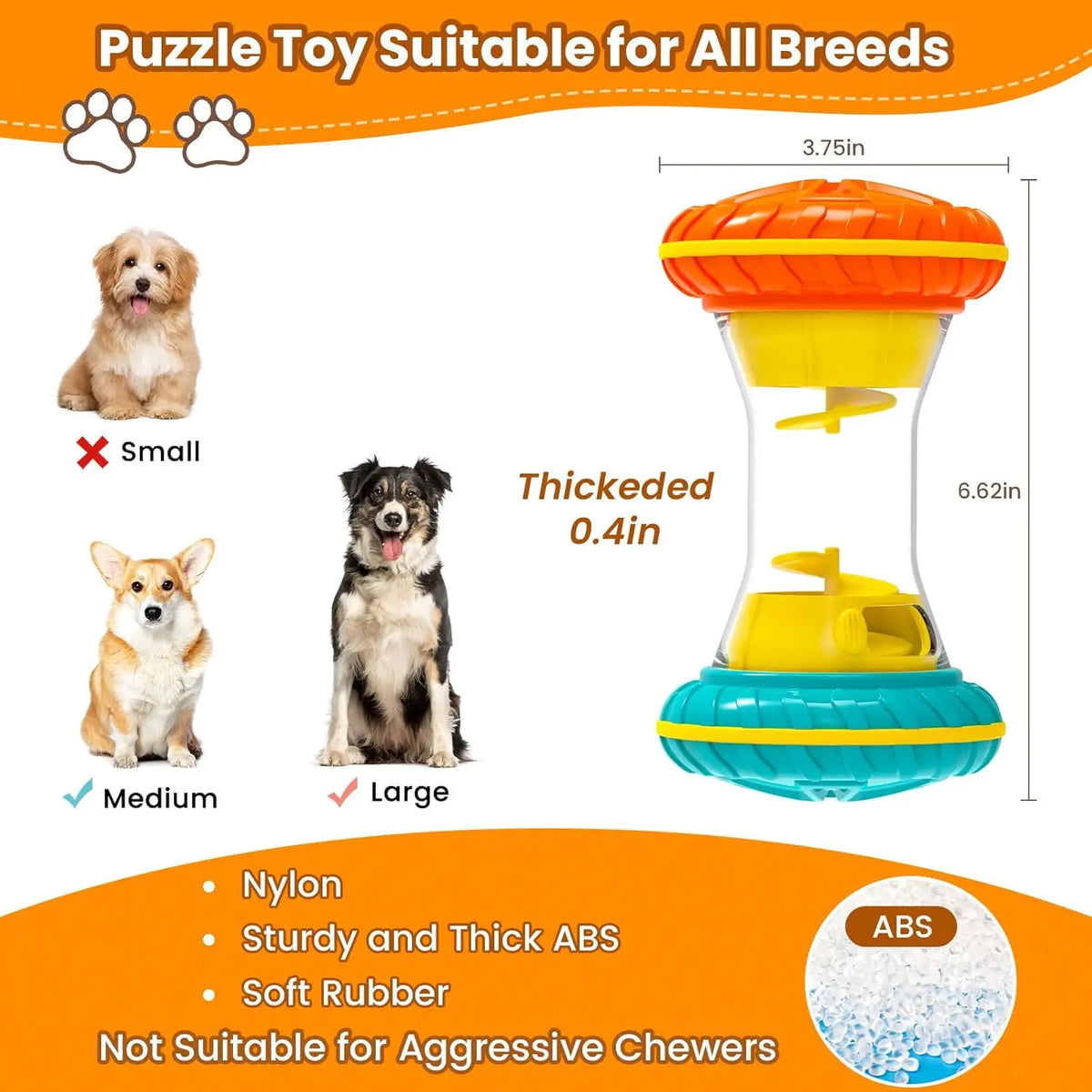 Interactive Dog Puzzle Toy Treat Dispenser Slow Feeder For Enrichment