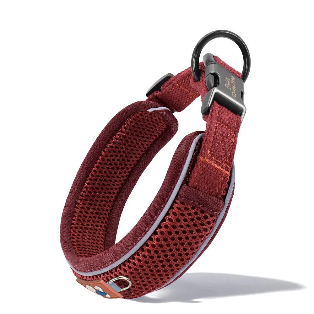 Personalized Dog Collar Mesh Breathable Dog Collars Reflective Pet Necklace Durable For Small Medium Large Dogs Free Engraving