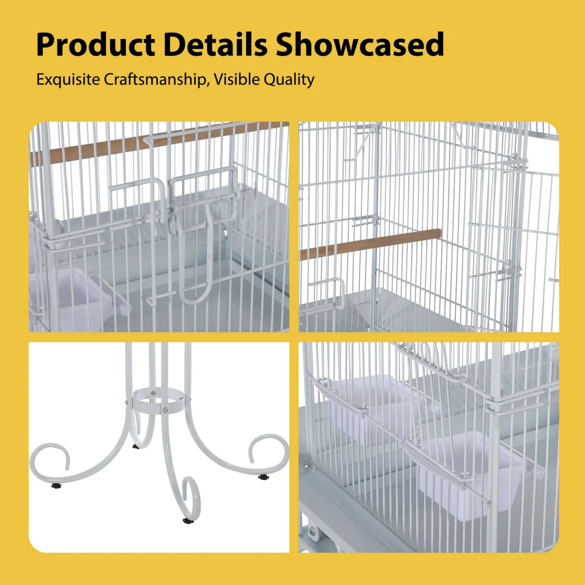 HiMISS Heavy Duty Wrought Iron Bird Cage With Stand