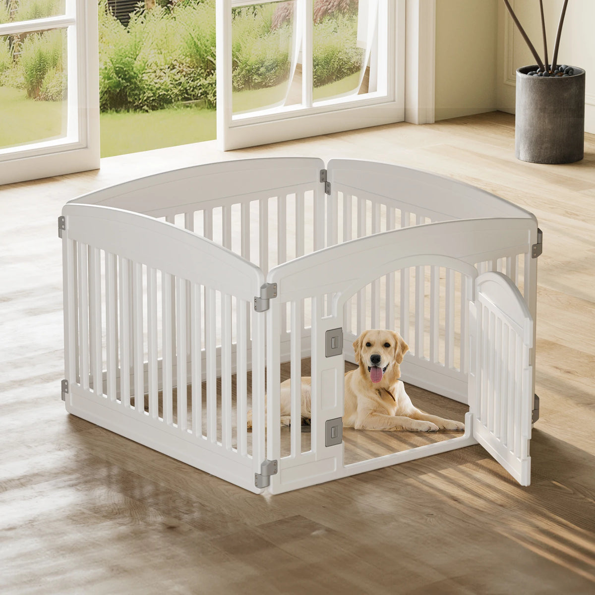 JHK Expandable Plastic Dog Playpen For Puppies And Pets