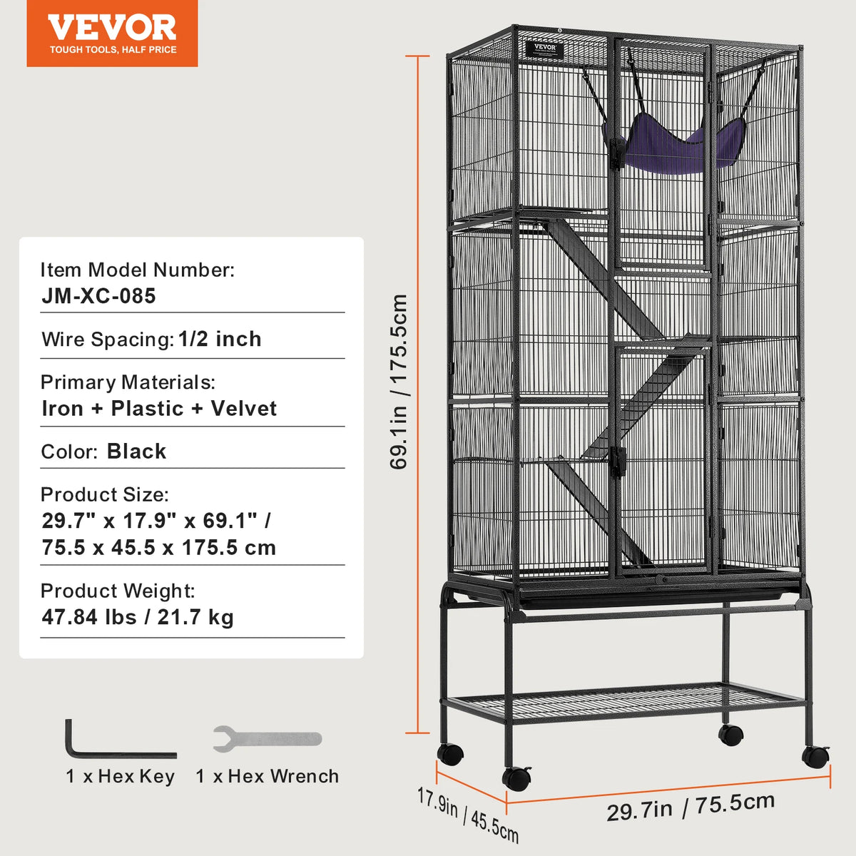SucceBuy 4 Tier Rolling Metal Wire Small Animal Cage