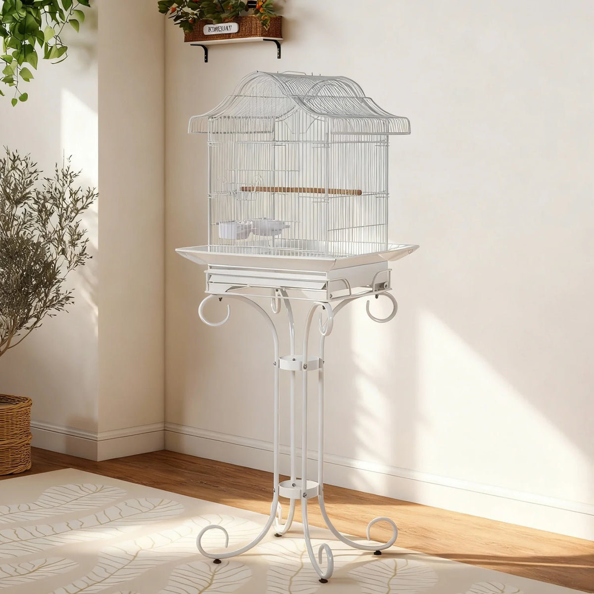 HiMISS Heavy Duty Wrought Iron Bird Cage With Stand