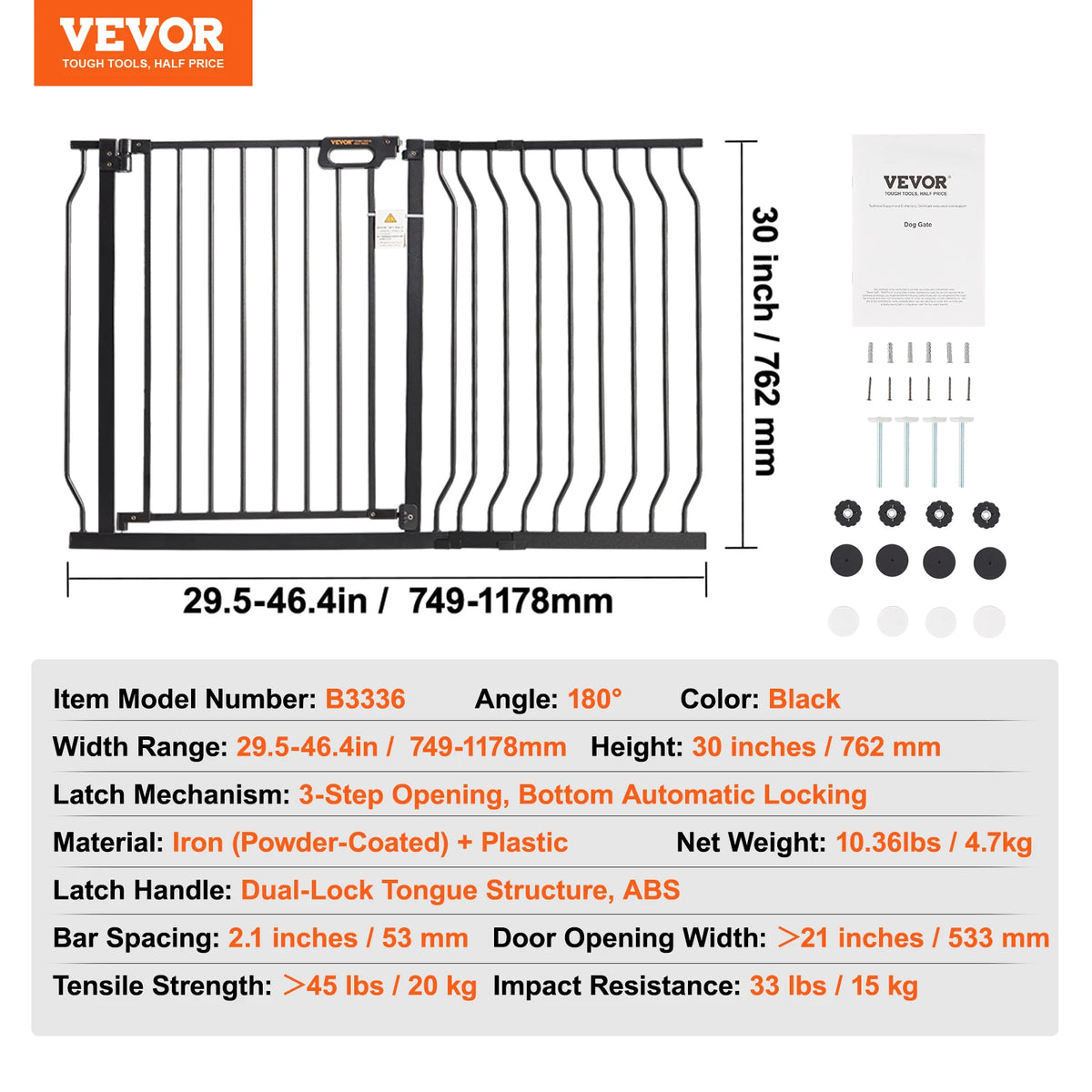 SucceBuy Stainless Steel Pressure Mount Baby Pet Security Gate