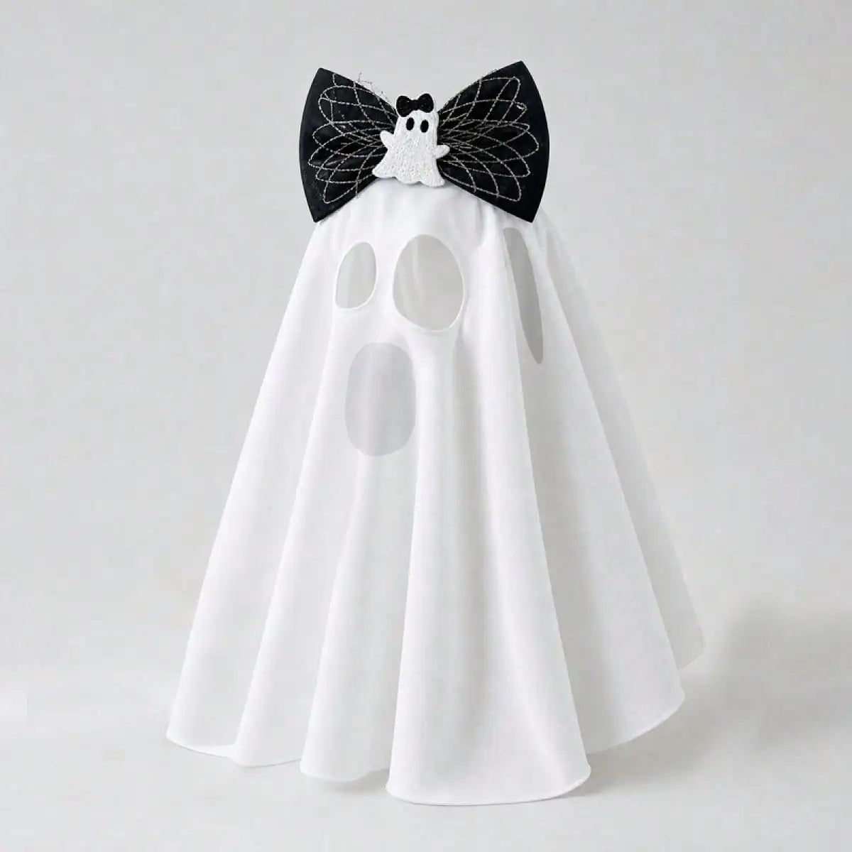 Funny Halloween Ghost Costume With Bow For Dogs And Cats