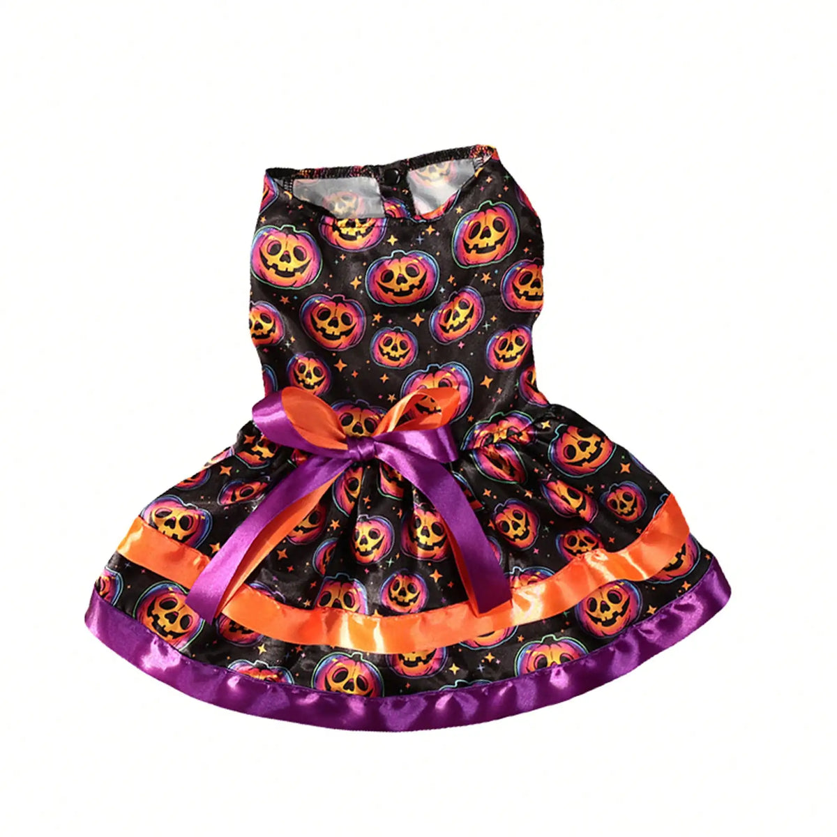 Halloween Pet Dog Dress With Pumpkin Skull Print Bowknot