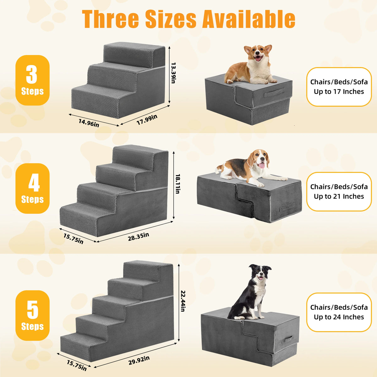 Heavy Duty Foam Dog Stair Ramp For Small Dogs Indoor
