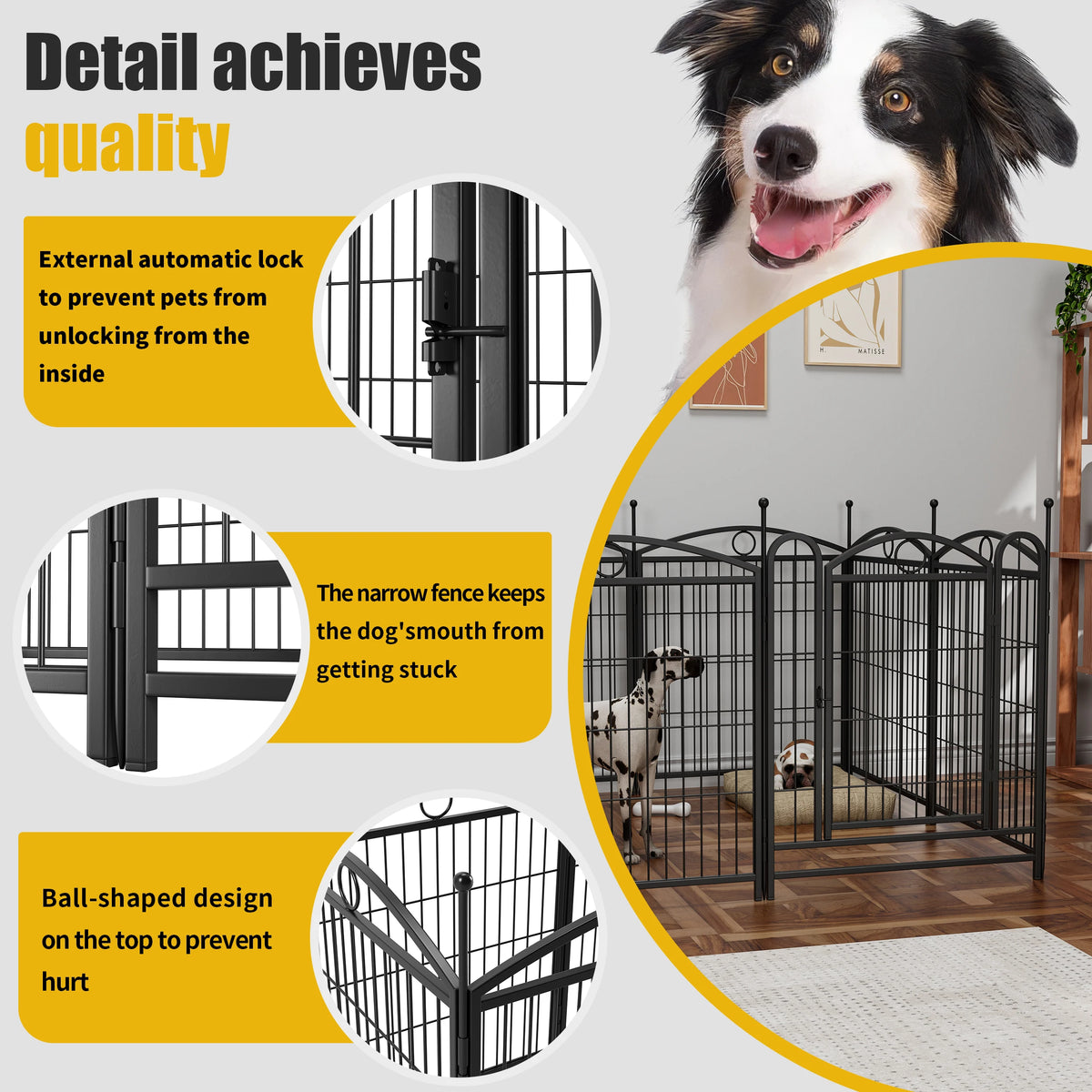 Heavy Duty Foldable Metal Dog Playpen For Indoor Outdoor Use