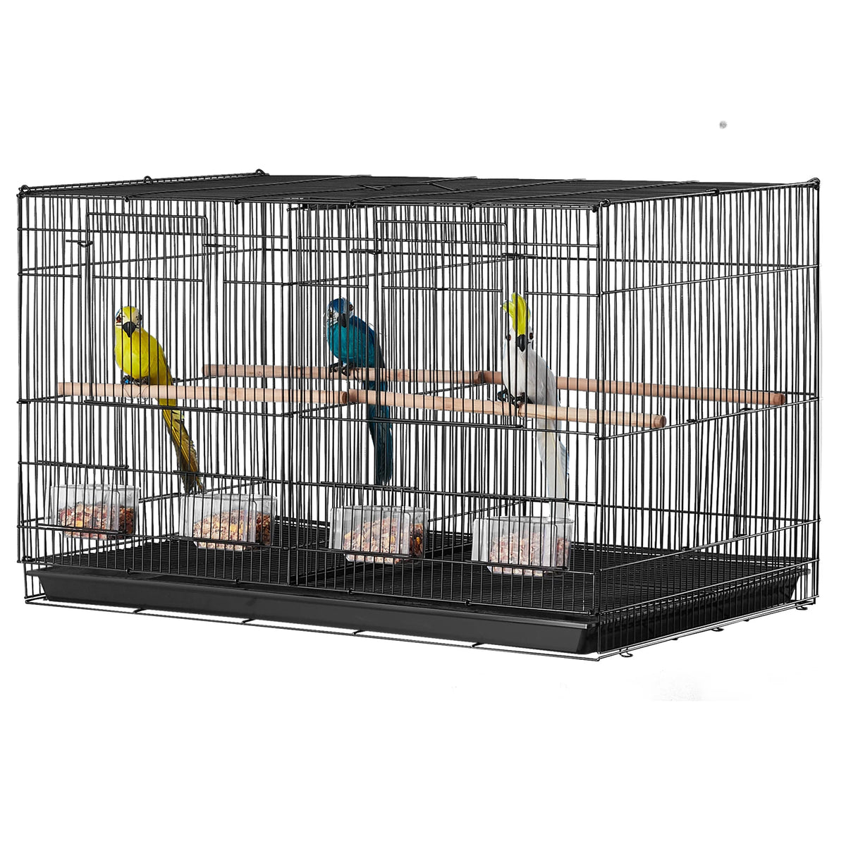 SucceBuy Divided Flight Bird Cage With Handle And Perch