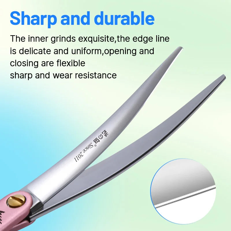 Fenice VG10 Steel Curved Dog Grooming Shears for Professional Cutting