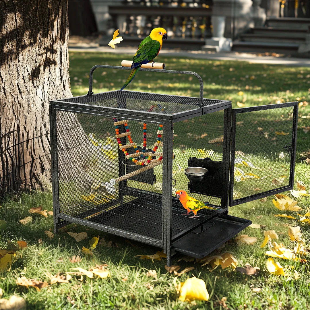 Portable Metal Bird Cage Playpen With Hammock Swing And Perches