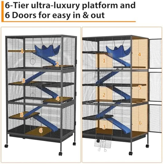 Garvee Durable Four Tier Rolling Metal Small Animal Cage