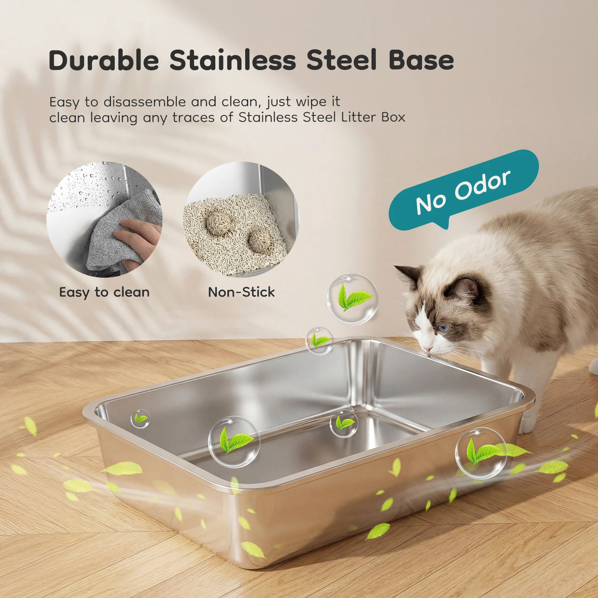 Fully Enclosed Stainless Steel Cat Litter Box For Big Cats