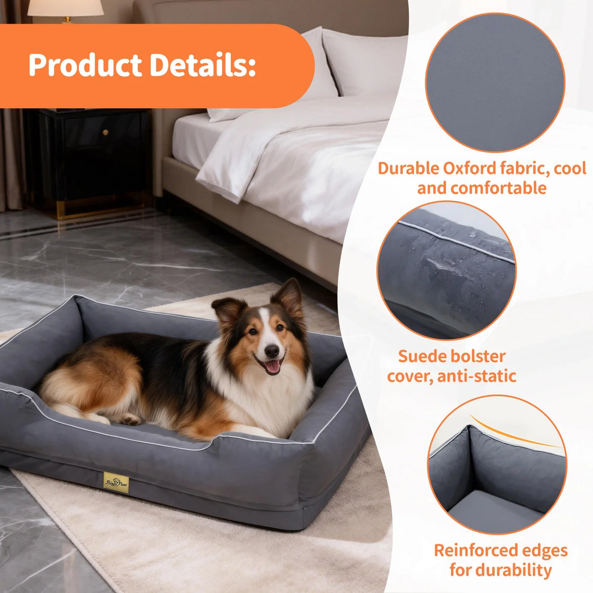 Bingopaw Orthopedic Dog Bed With Removable Foam Base Cover