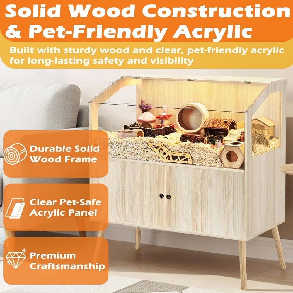 Chew Resistant Hamster Cage With Attached Storage Cabinet