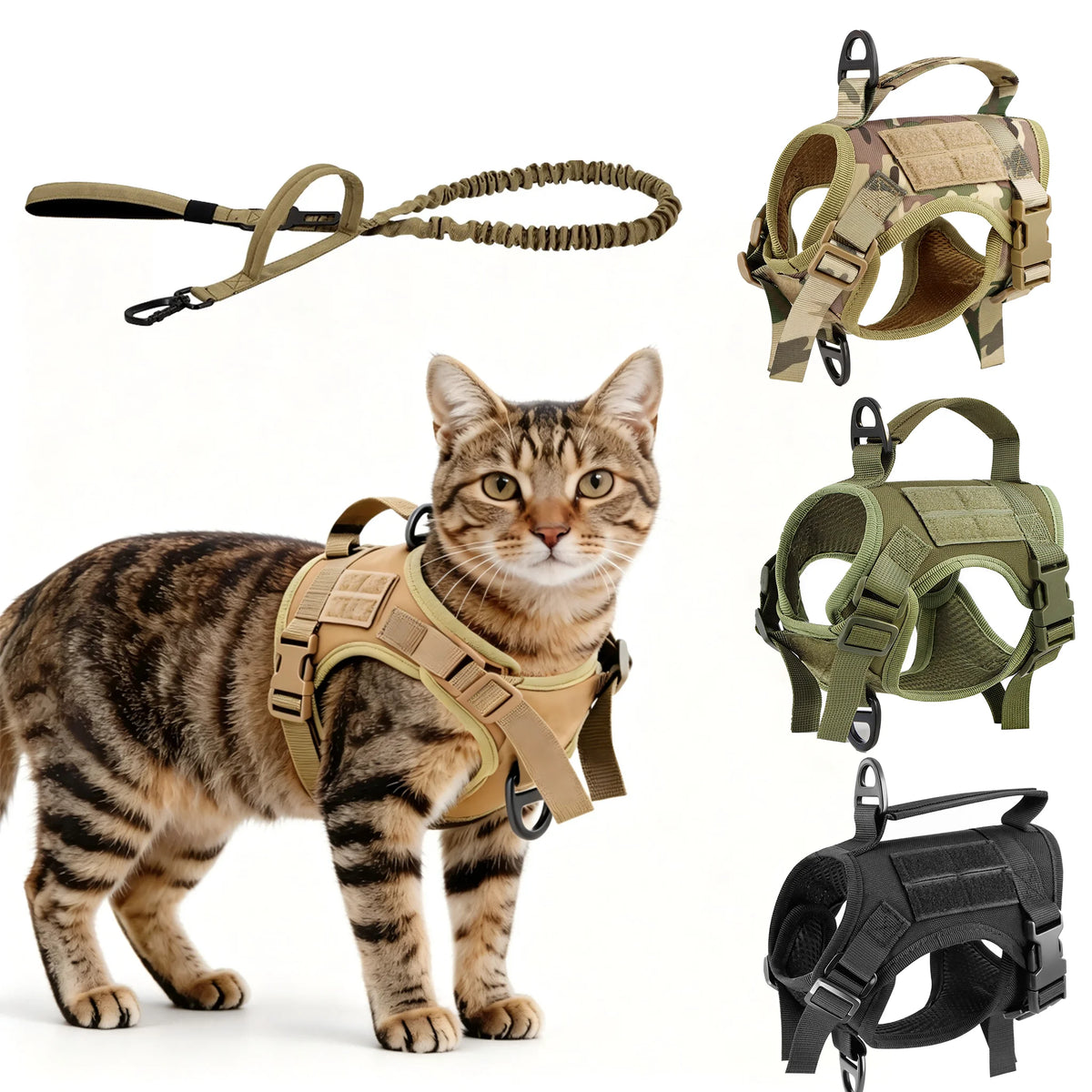 Petravel Escape Proof Tactical Cat Harness With Leash Set