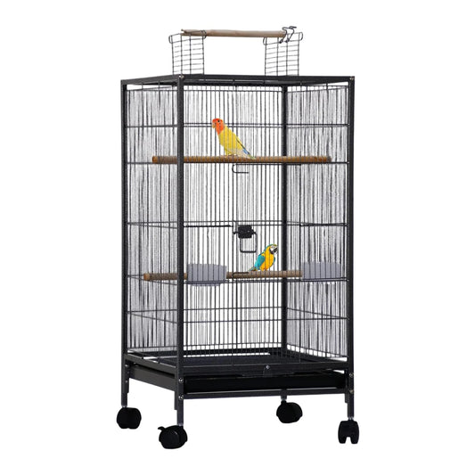 HiMISS Bird Cage With Rolling Stand Open Top For Budgies