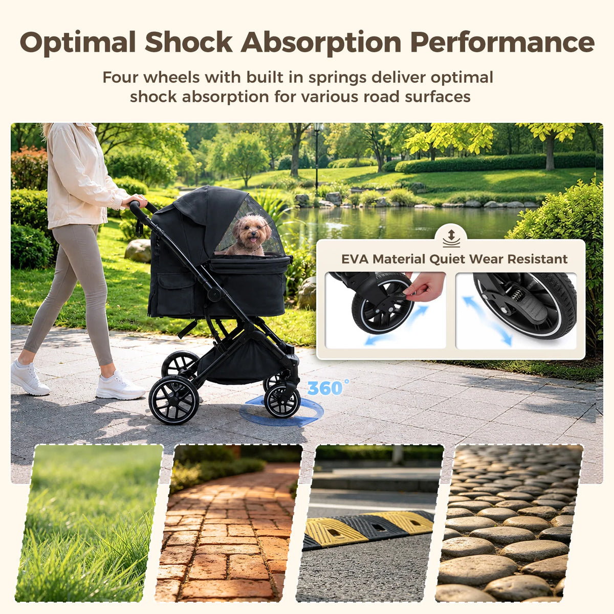 PAWZ Road Foldable Pet Stroller With Reversible Handle And Storage