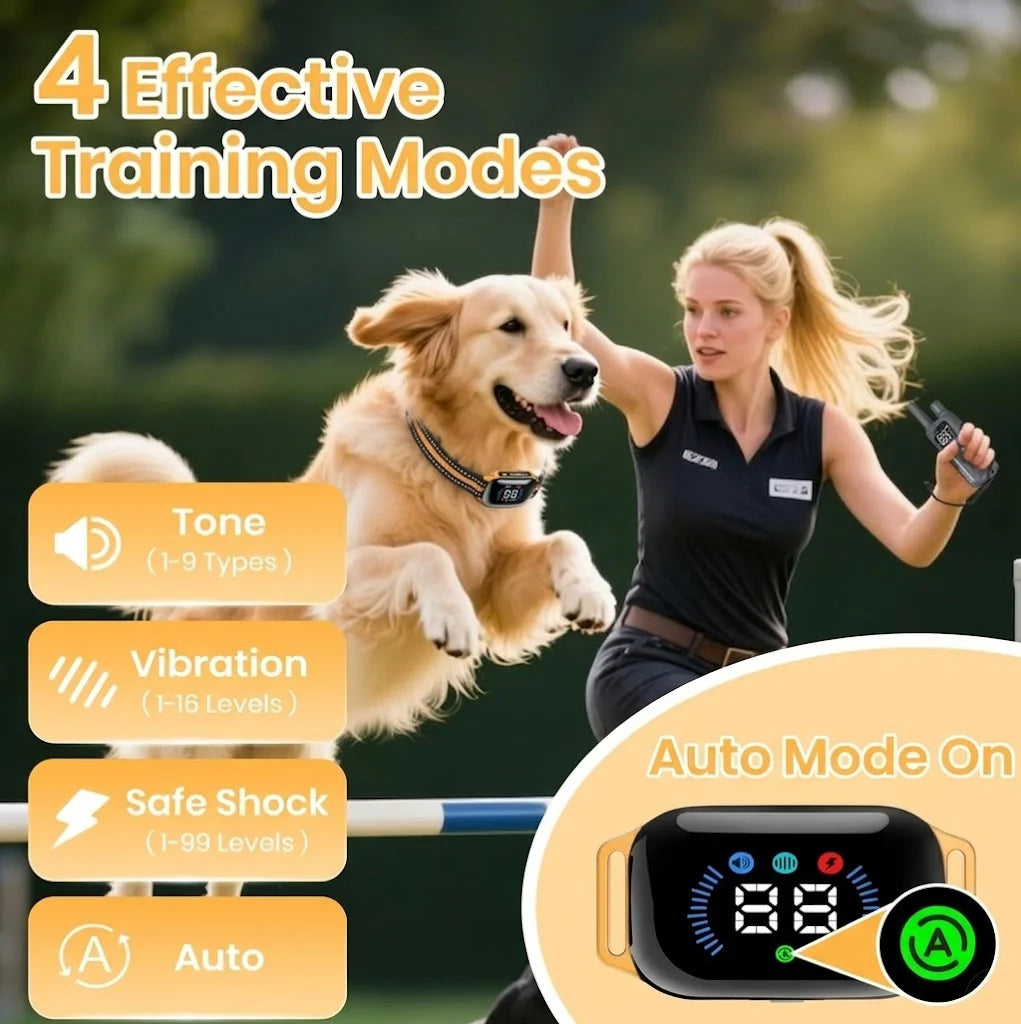 PaiPaitek Waterproof Dog Training Collar With Bark Control Remote