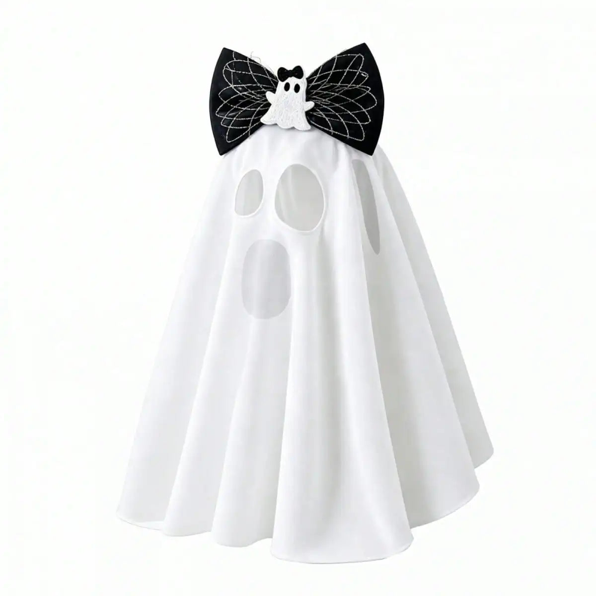 Funny Halloween Ghost Costume With Bow For Dogs And Cats
