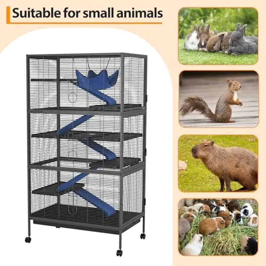 Garvee Durable Four Tier Rolling Metal Small Animal Cage