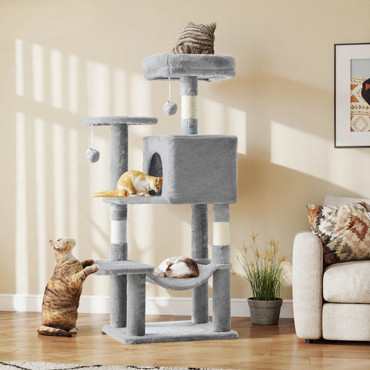 JHK Multi Tier Cat Climbing Tower Featuring Sisal Scratching Posts